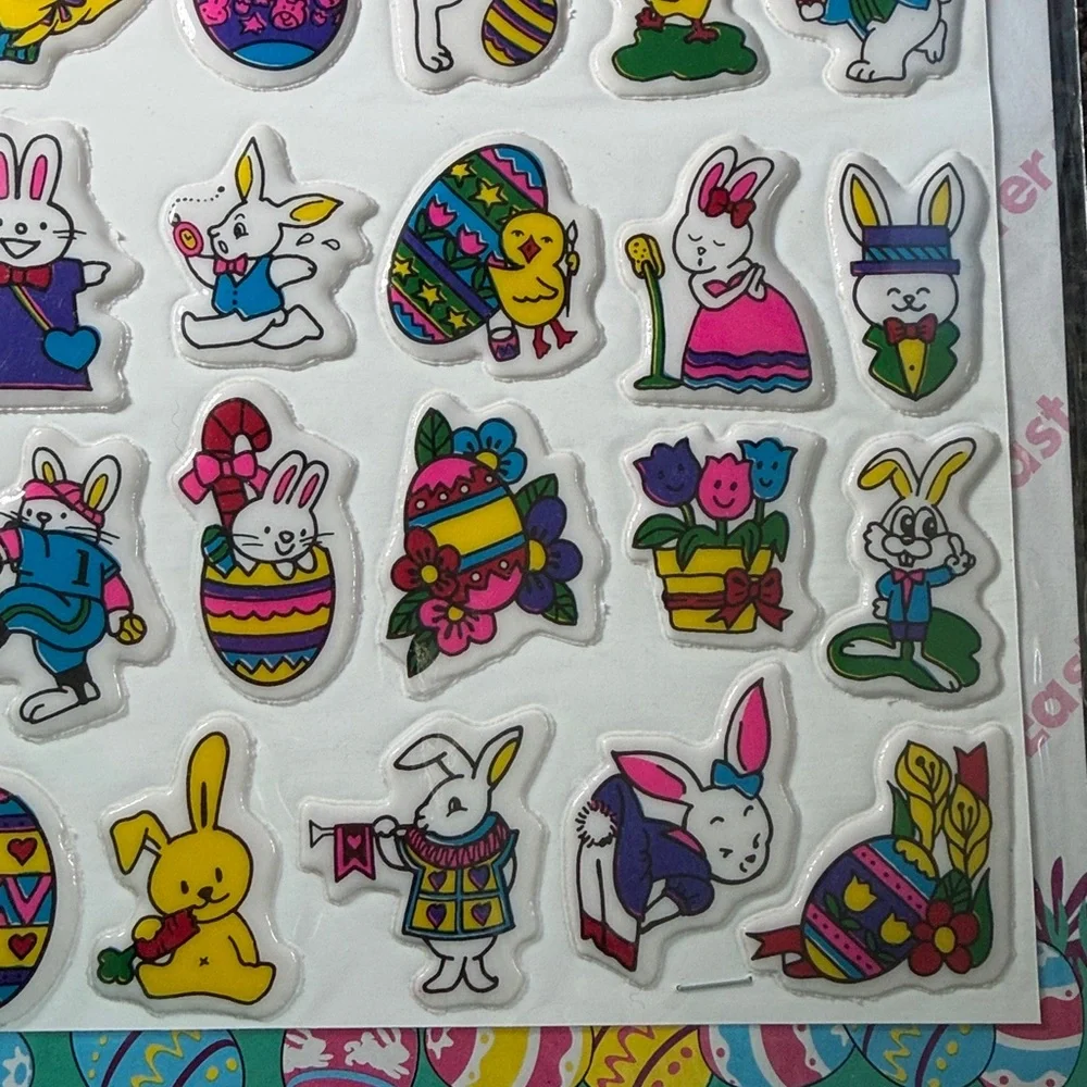 5/$25 Easter Puffy Stickers - 36 Easter Themed from 1998 Atico
